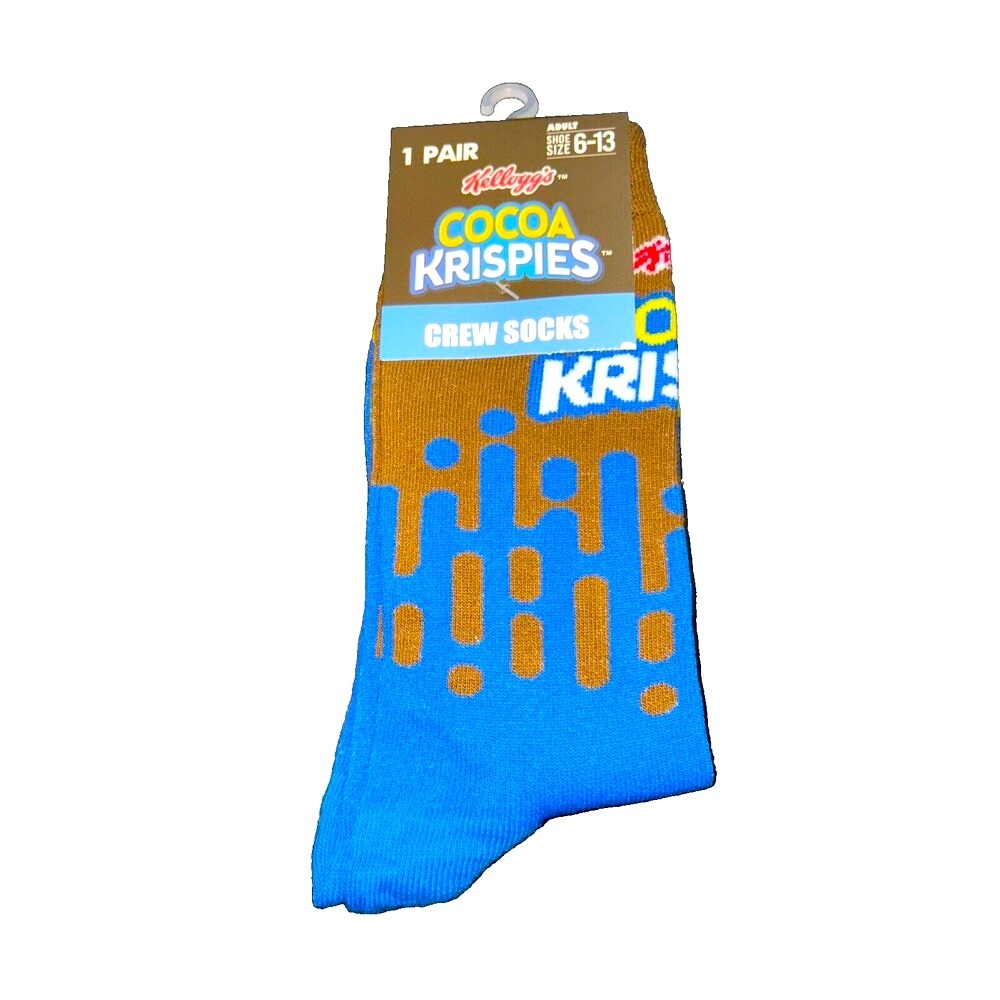 Kellogg's COCOA KRISPIES Novelty Crew Socks Adult Shoe Size 6-13